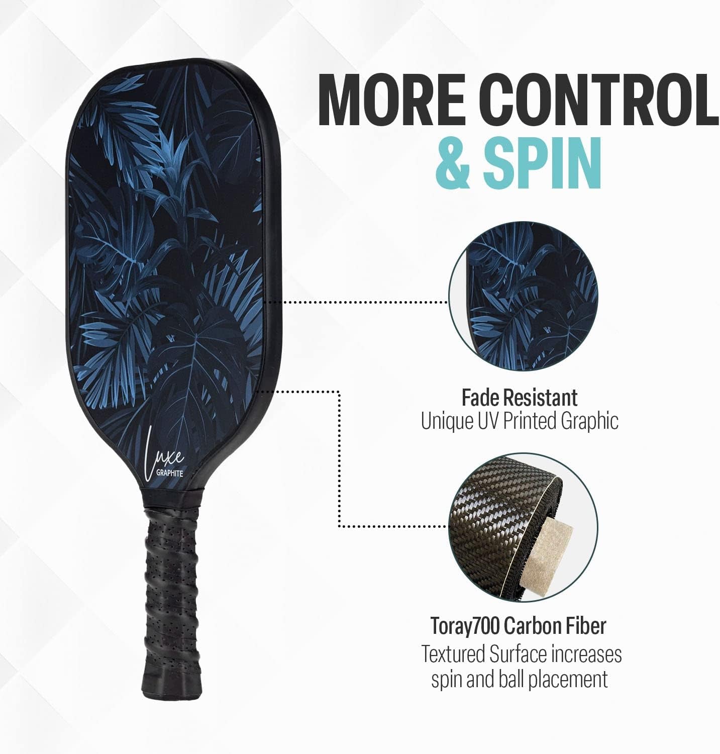 Carbon Fiber Pickleball Paddle – USAPA Approved 16Mm T700 Graphite Paddle with Textured Spin Surface | Lightweight Carbon Fiber Pickleball Paddles & Racket | Includes Paddle Cover