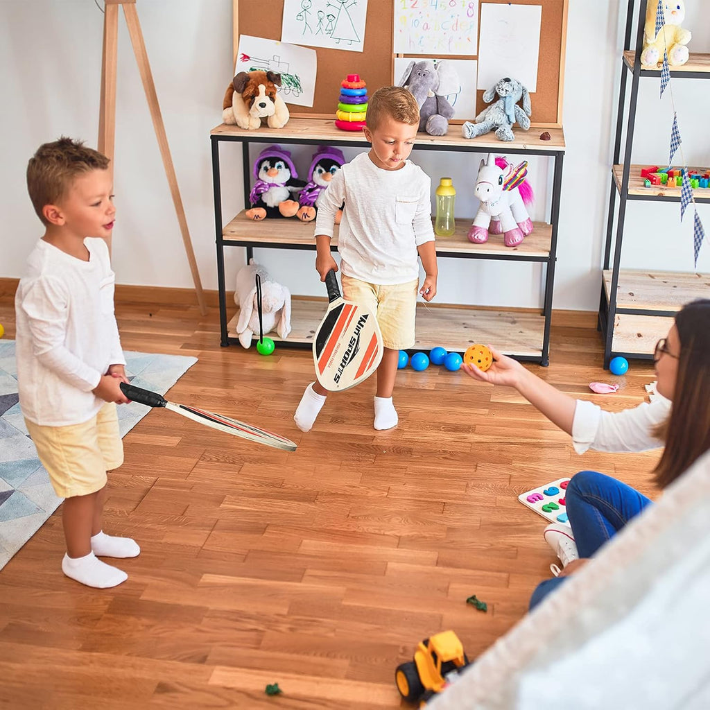 Wooden Pickleball Paddles Set 2 -  Beginner Racket,Pickle Ball Paddles with 2 Paddles,4 Balls and 1 Carry Bag,Durable and Classic (Choose Black and Wooden Version)