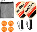 Wooden Pickleball Paddles Set 2 -  Beginner Racket,Pickle Ball Paddles with 2 Paddles,4 Balls and 1 Carry Bag,Durable and Classic (Choose Black and Wooden Version)